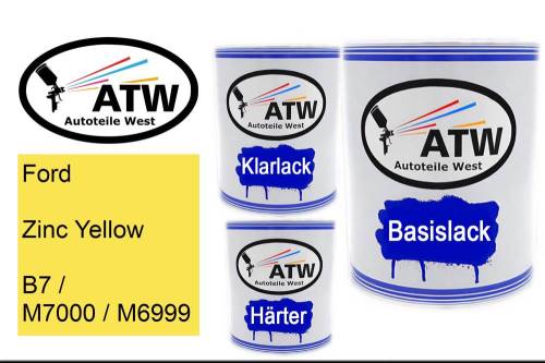 Ford, Zinc Yellow, B7 / M7000 / M6999: 1L Lackdose + 1L Klarlack + 500ml Härter - Set, von ATW Autoteile West.